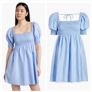 Hill House Athena Nap Dress Blue Check EUC M